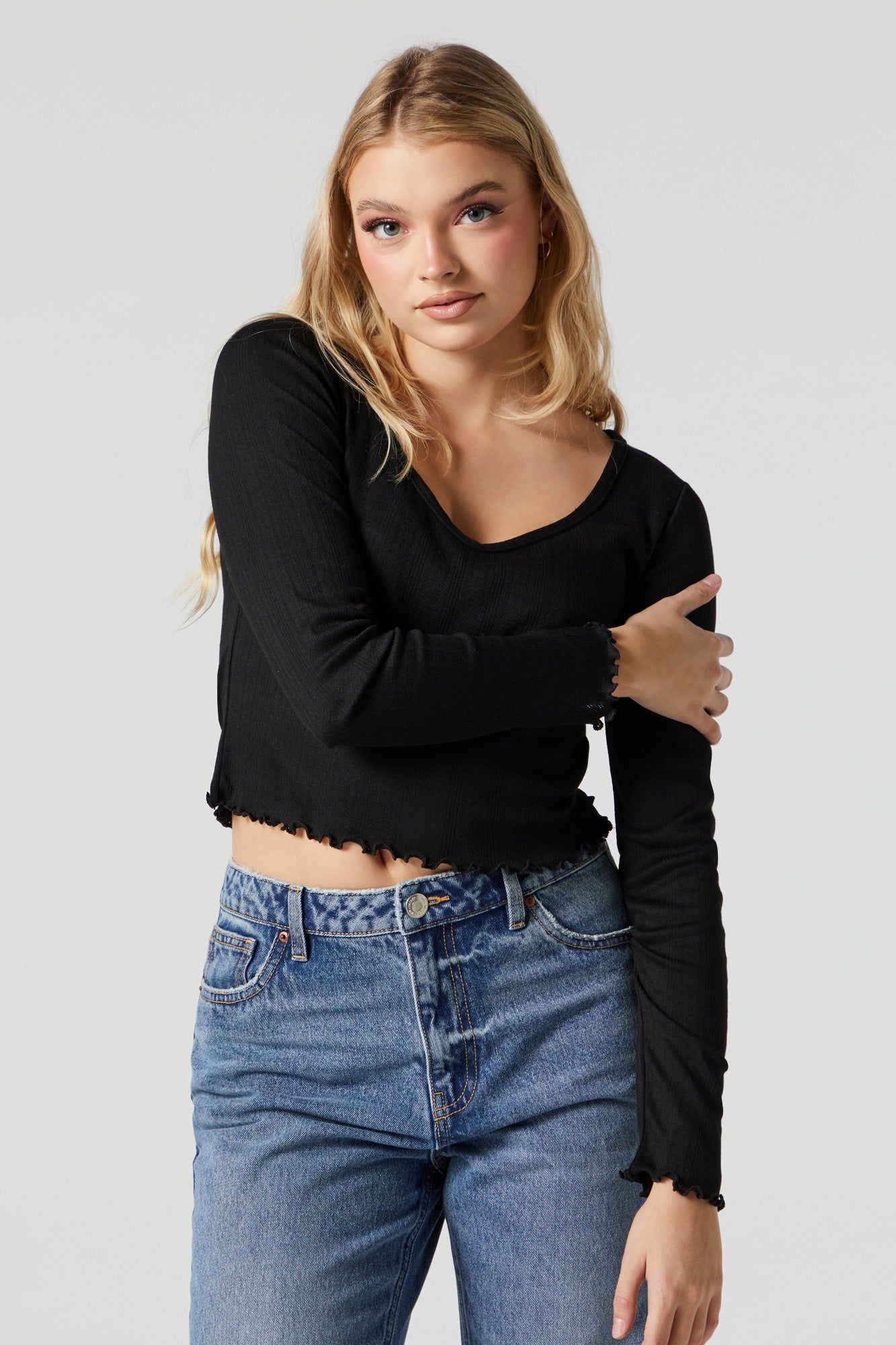 Haut à manches longues avec encolure arrondie sold by Urban Planet product image thumbnail 4