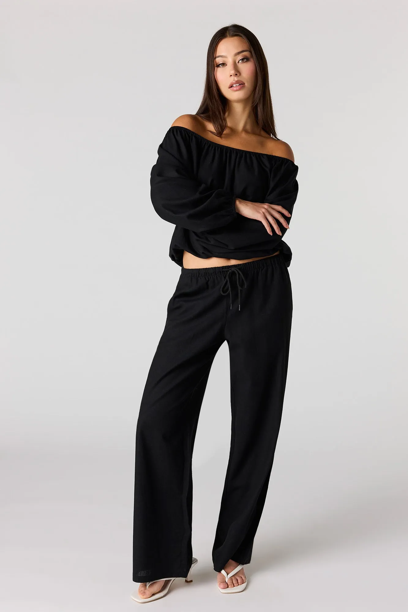 Linen-Blend Drawstring Pant sold by Urban Planet product image thumbnail 4