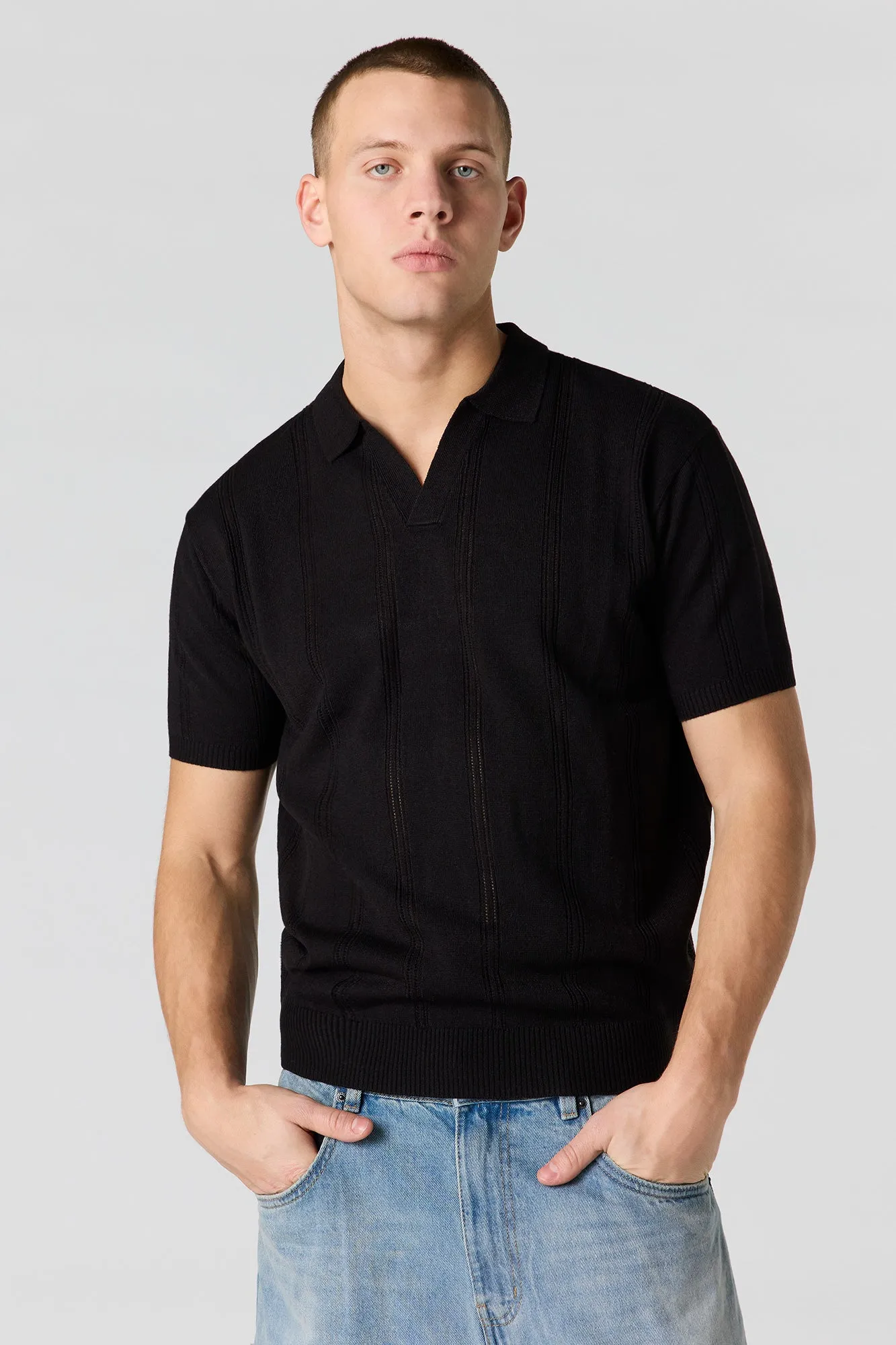 Knit Johnny Collar Polo sold by Urban Planet product image thumbnail 4
