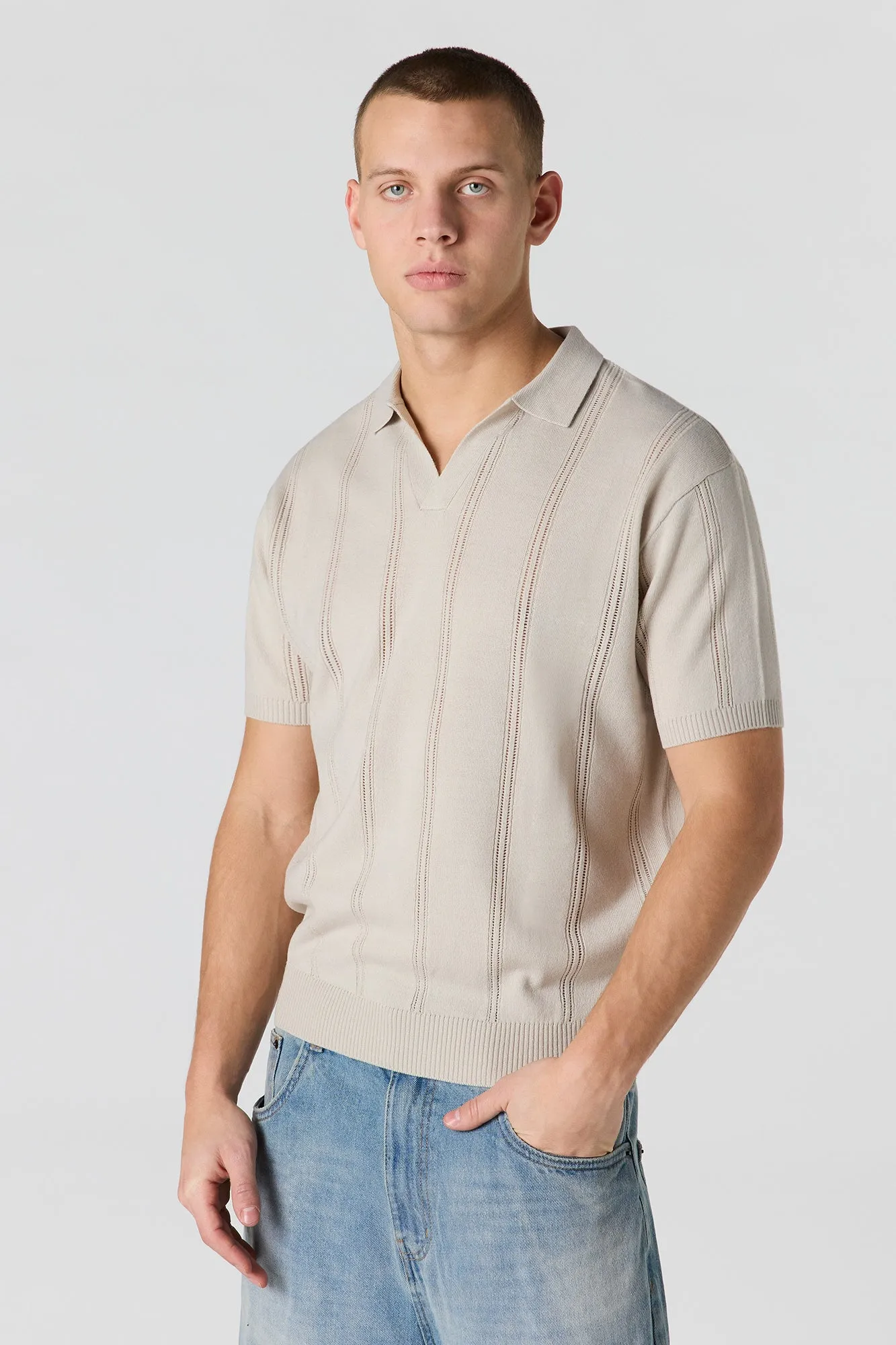 Knit Johnny Collar Polo sold by Urban Planet