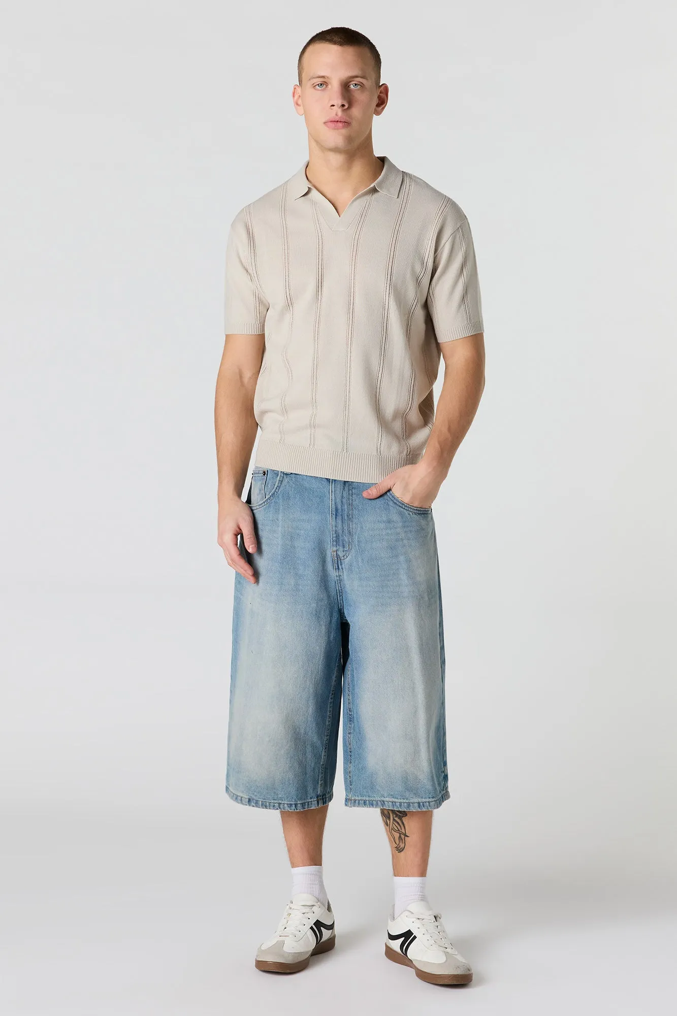 Knit Johnny Collar Polo sold by Urban Planet product image thumbnail 3