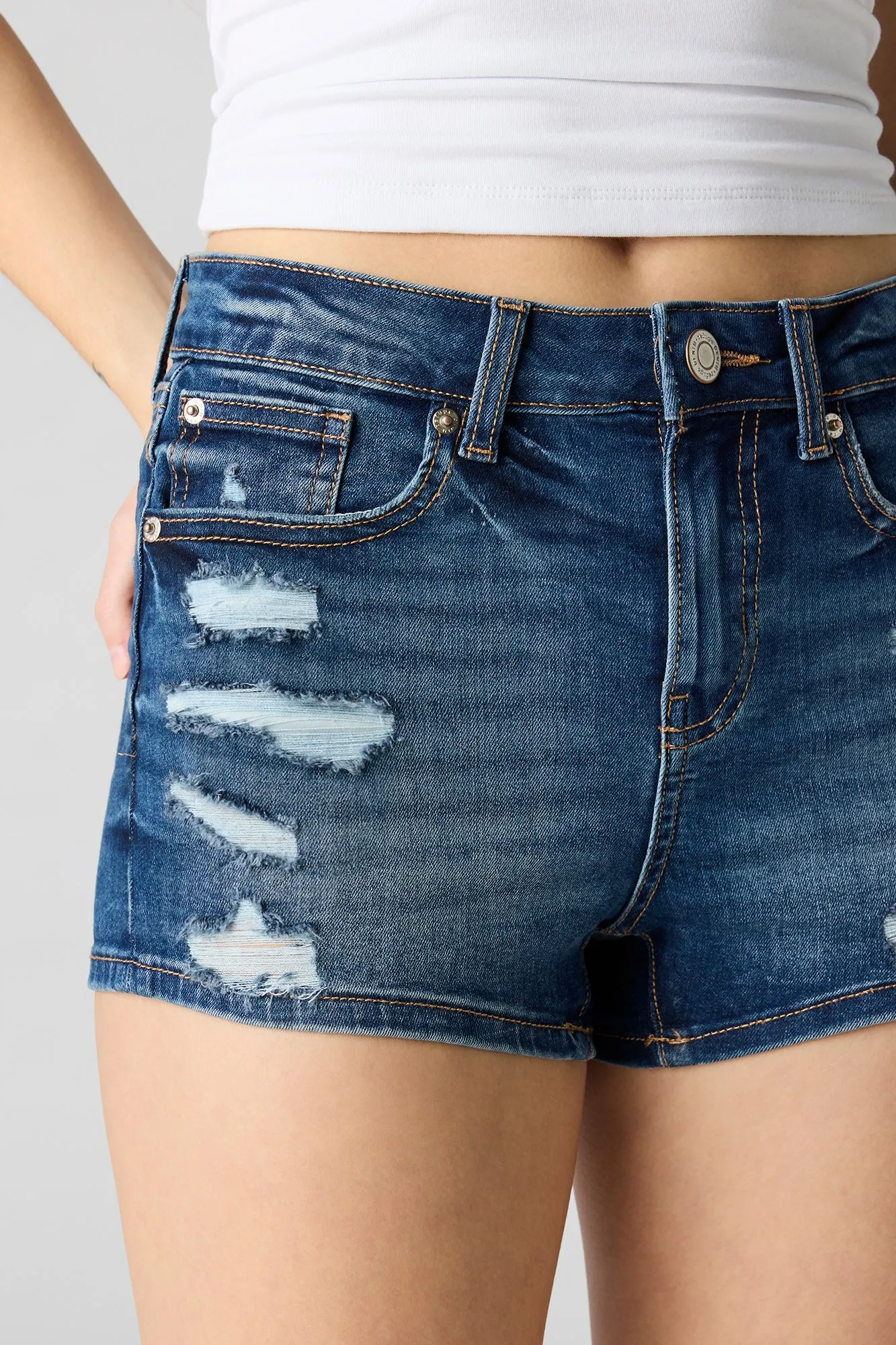 Miami High Rise Ripped Denim Short sold by Urban Planet product image thumbnail 4