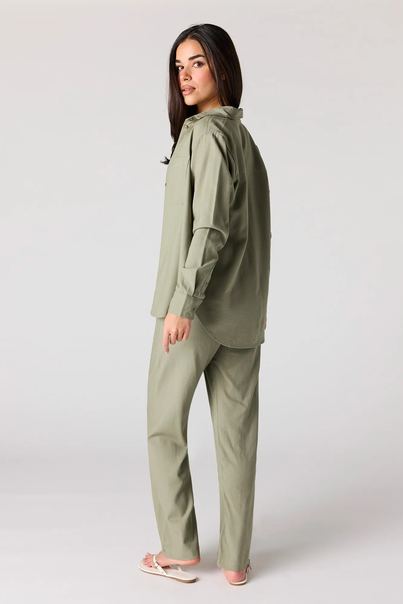 Linen-Blend Wide Leg Pant sold by Urban Planet product image thumbnail 3