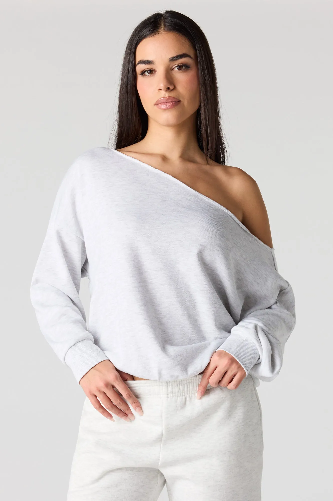 Off Shoulder Fleece Sweatshirt sold by Urban Planet product image thumbnail 4