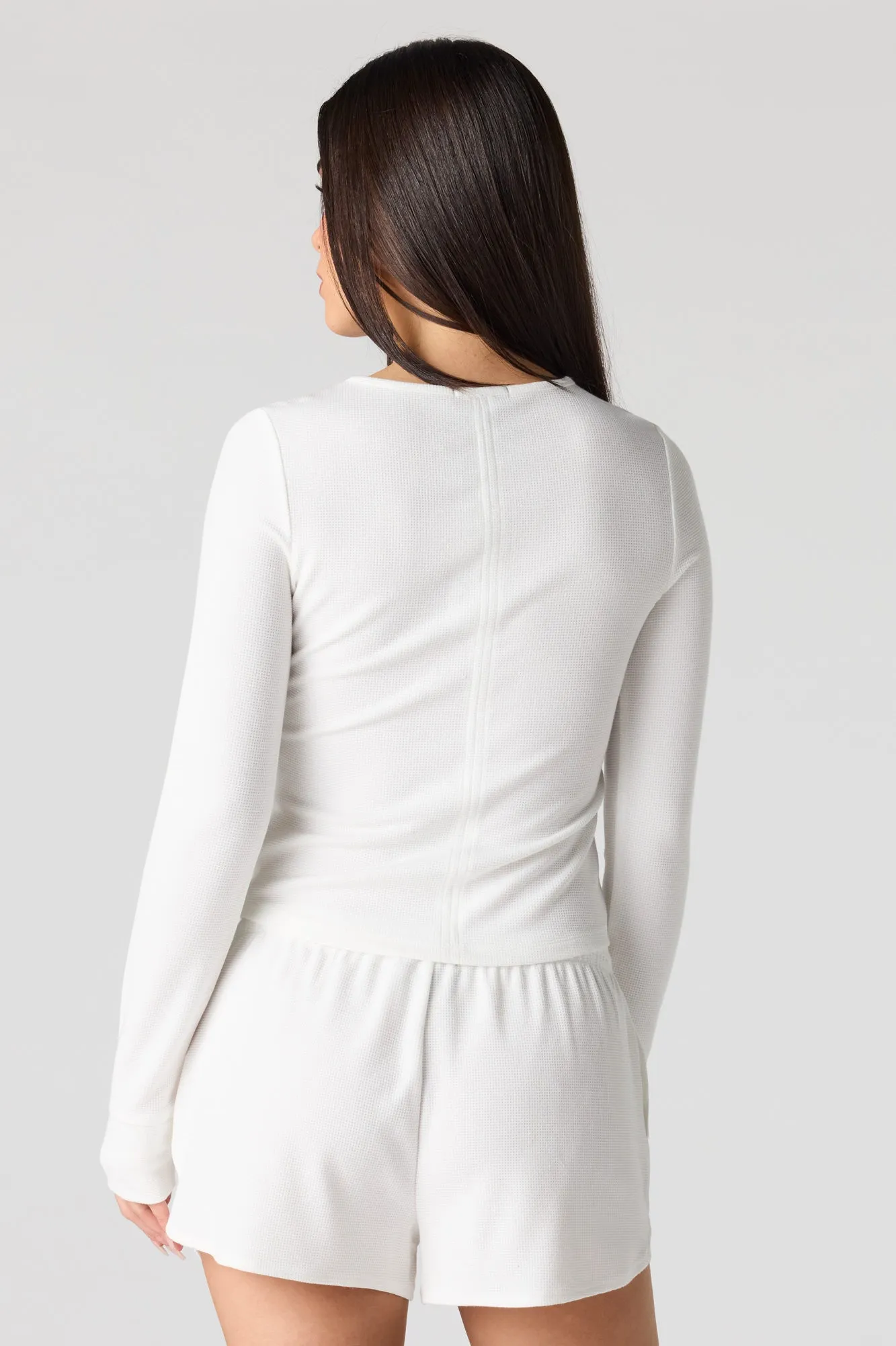 Waffle Knit Long Sleeve Henley sold by Urban Planet product image thumbnail 5