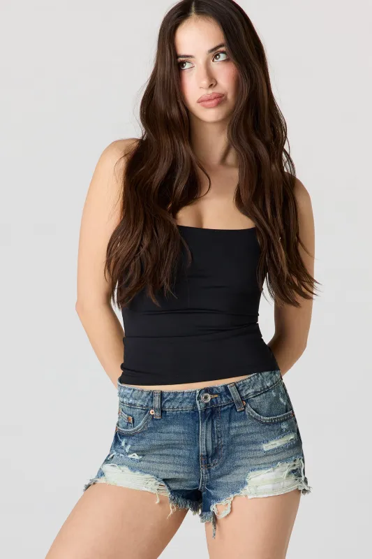 Chelsea High Rise Ripped Dark Short sold by Urban Planet