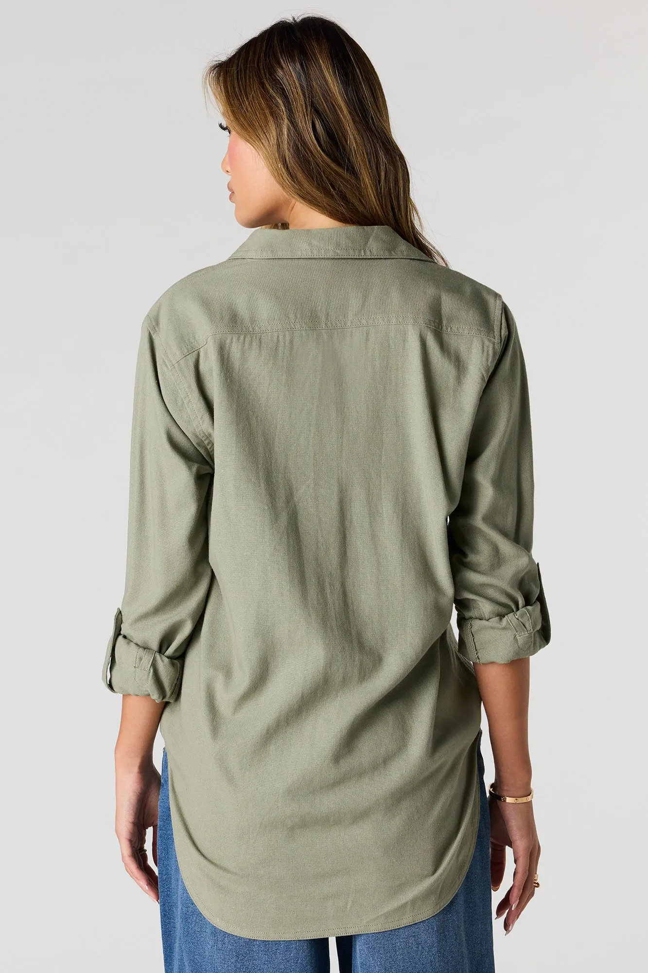 Linen-Blend Relaxed Button-Up Top sold by Urban Planet product image thumbnail 2