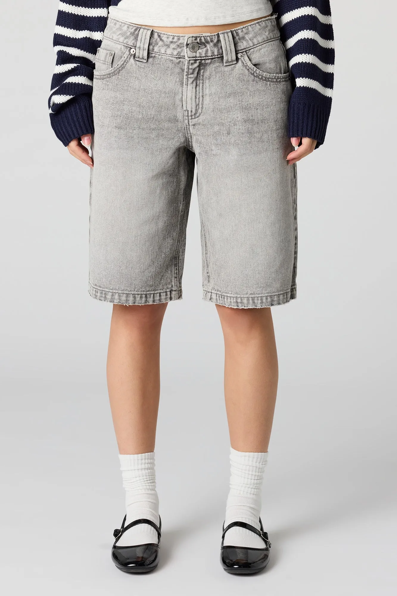 Brooklyn Low Rise Baggy Grey Jort sold by Urban Planet product image thumbnail 2