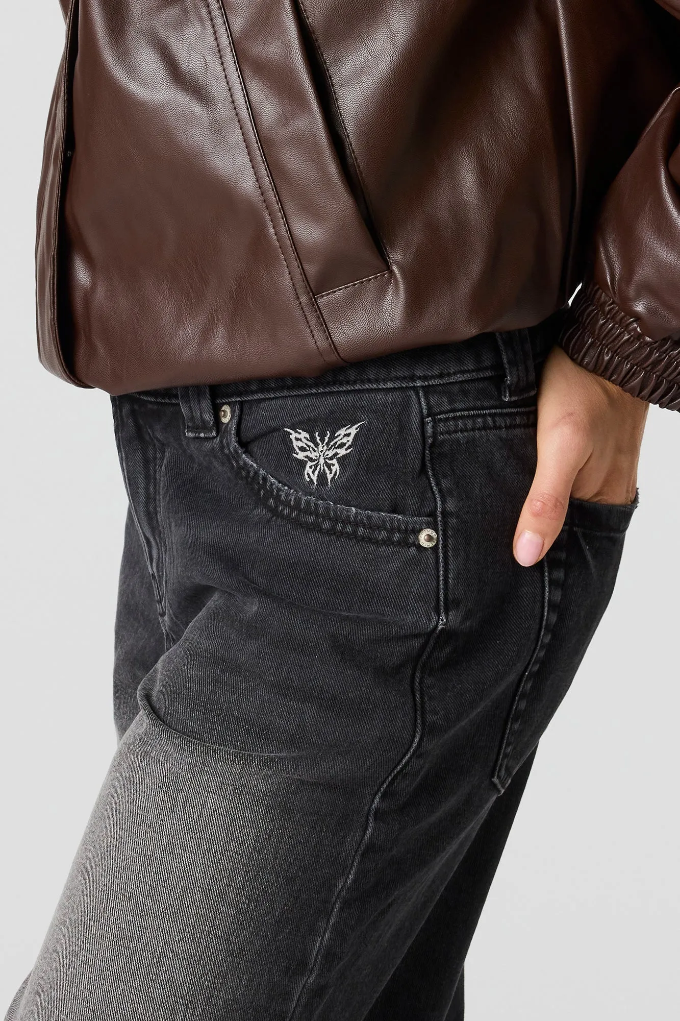 Brooklyn Butterfly Embroidered Low Rise Denim Short sold by Urban Planet product image thumbnail 4