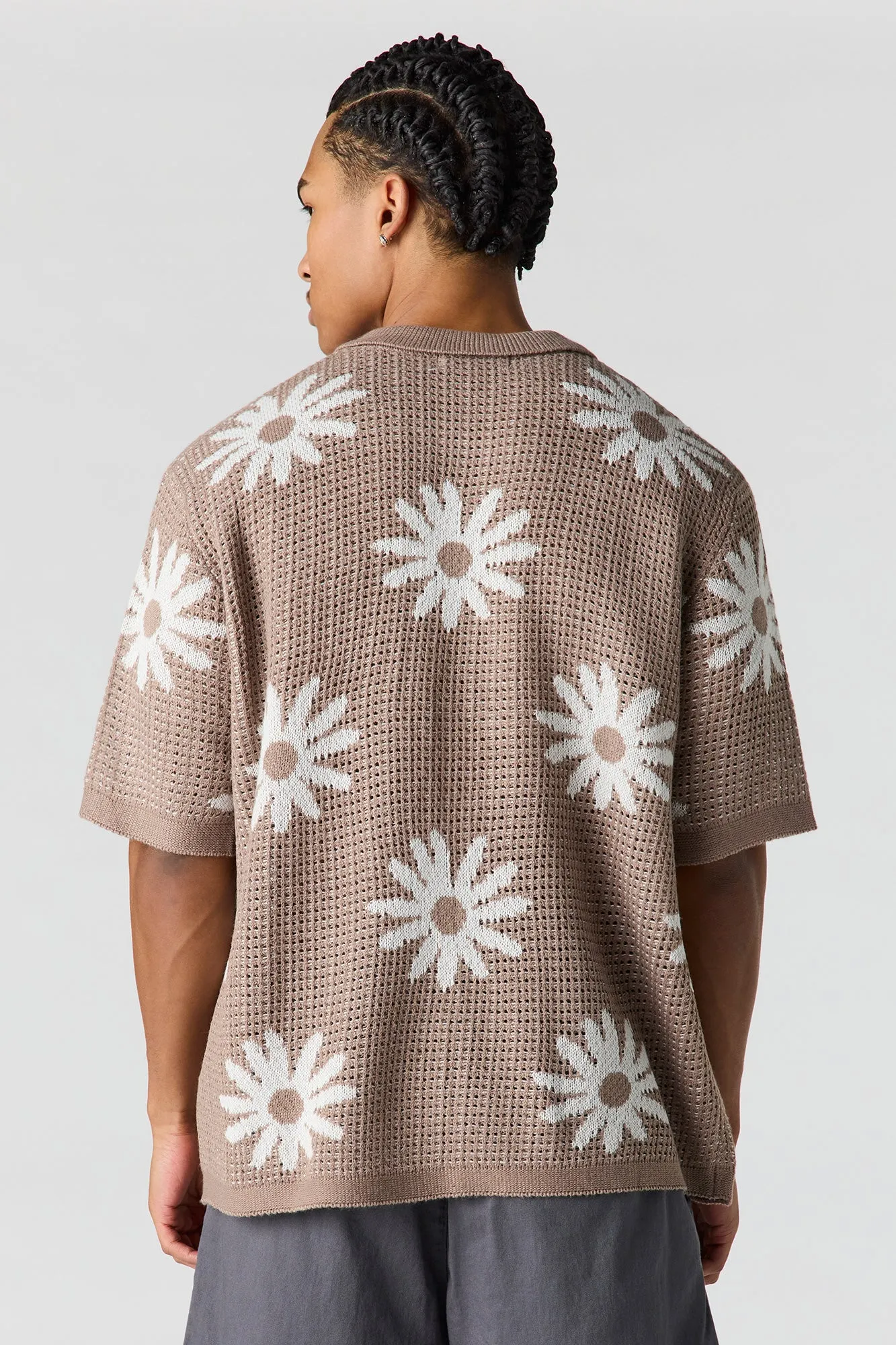 Floral Jacquard Knit Button-Up Top sold by Urban Planet product image thumbnail 2