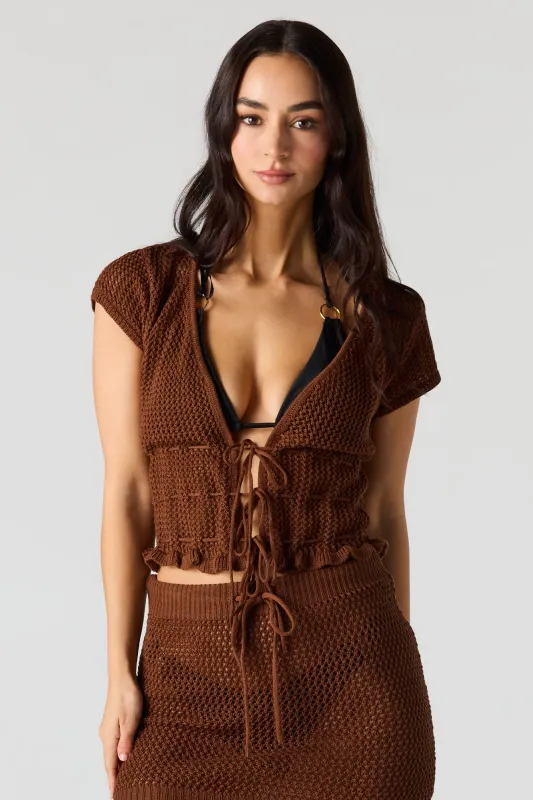 Crochet Tie Front Swim Cover Up Top made by Urban Planet