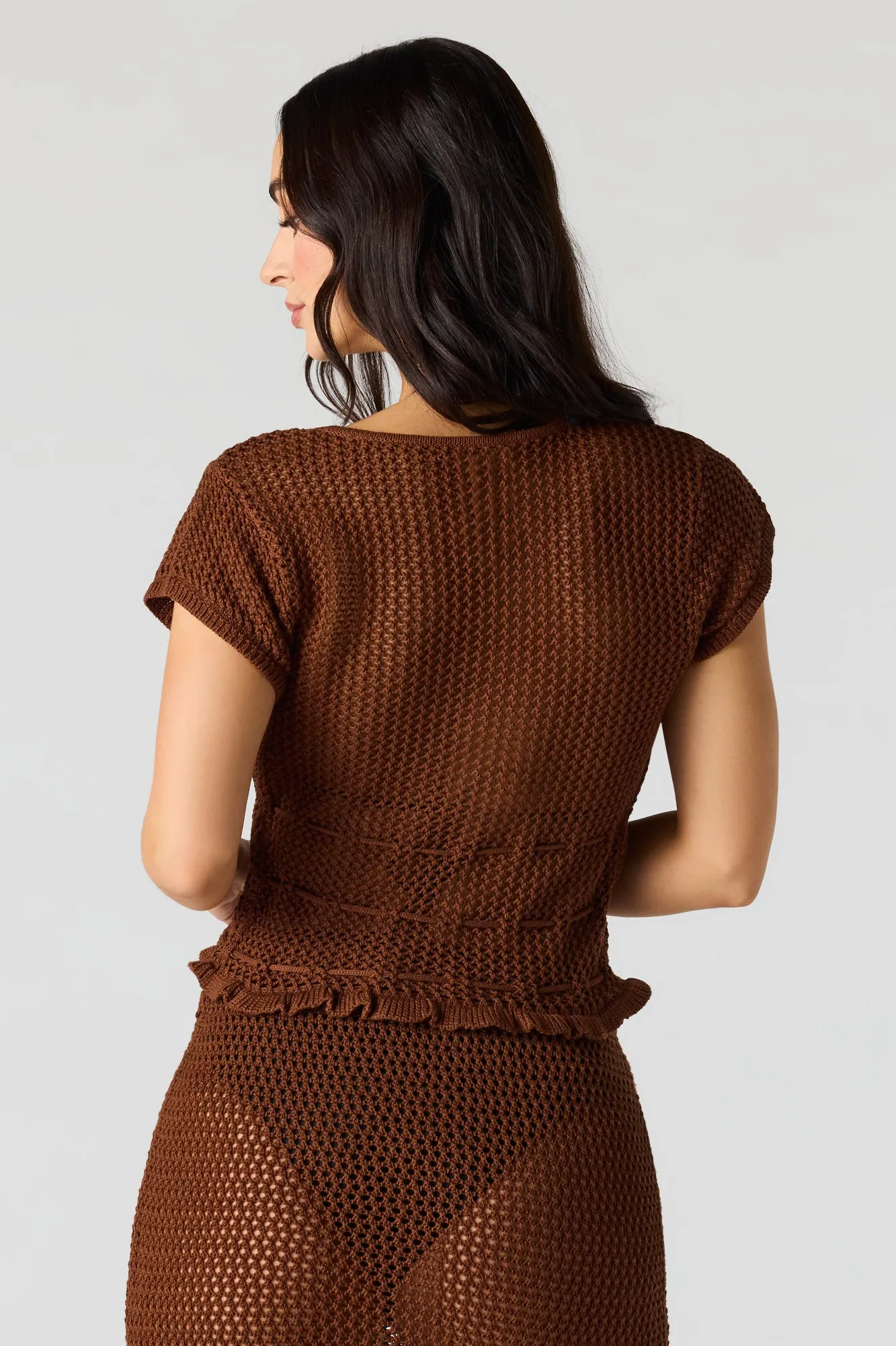 Crochet Tie Front Swim Cover Up Top sold by Urban Planet product image thumbnail 2