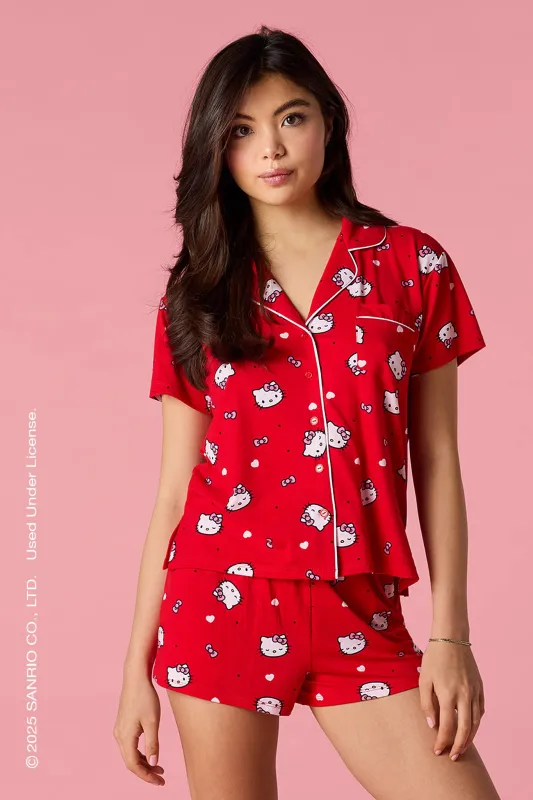 Hello Kitty® Button-Up Top & Short Pajama Set sold by Urban Planet