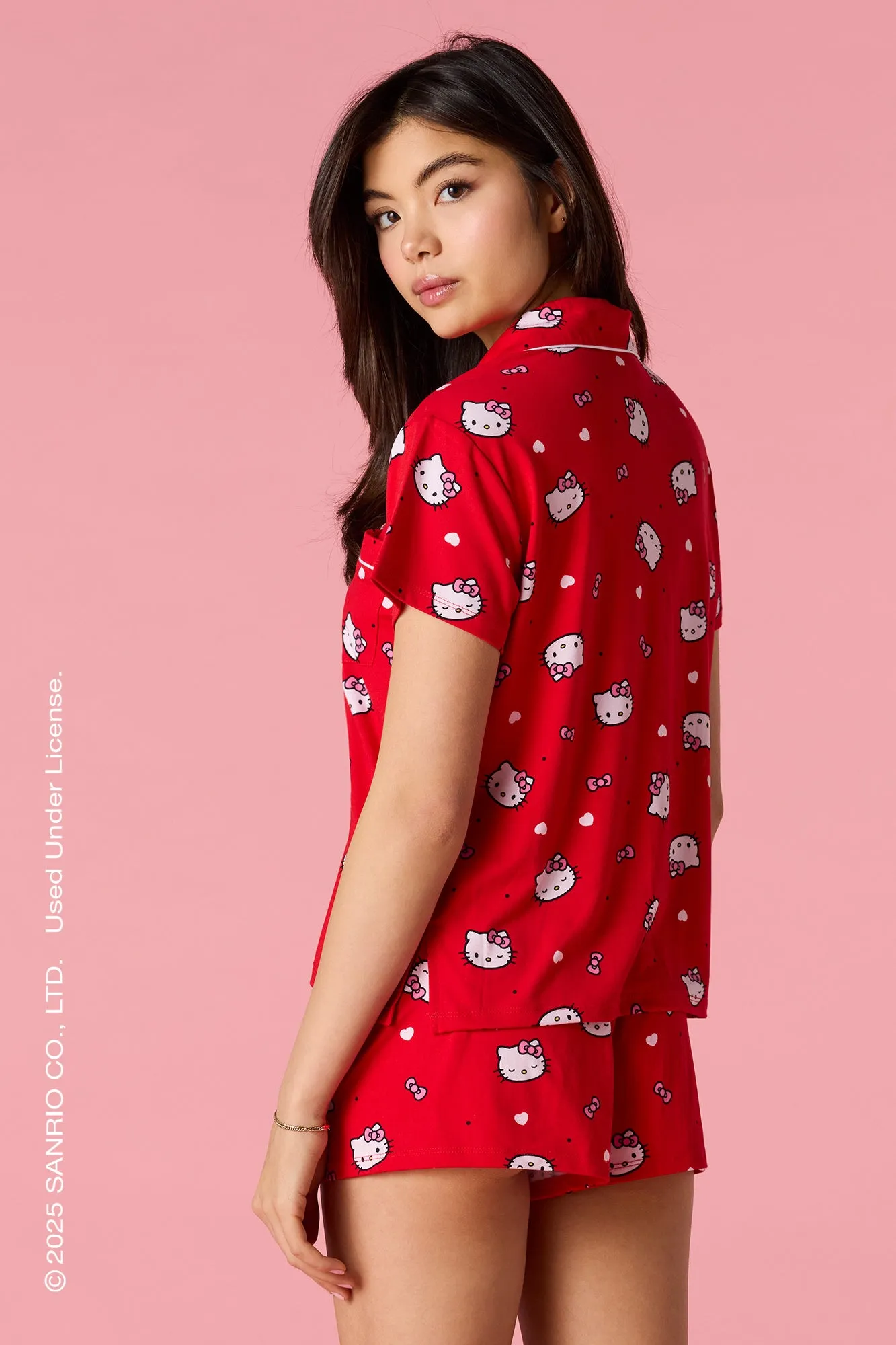 Hello Kitty® Button-Up Top & Short Pajama Set sold by Urban Planet product image thumbnail 2