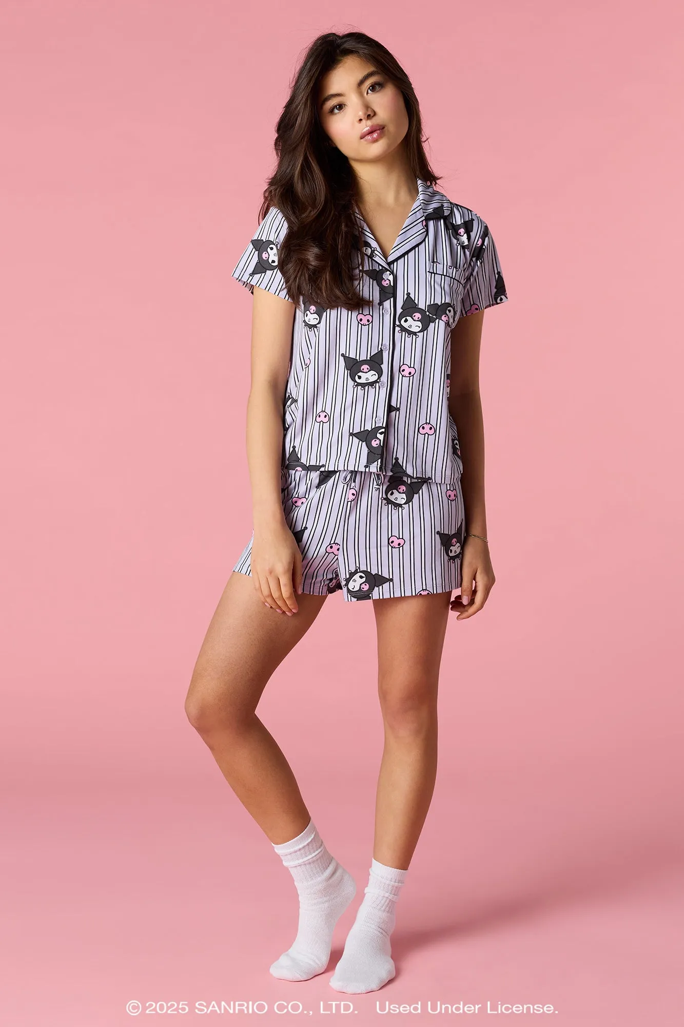 Kuromi™ Button-Up Top & Short Pajama Set sold by Urban Planet product image thumbnail 3