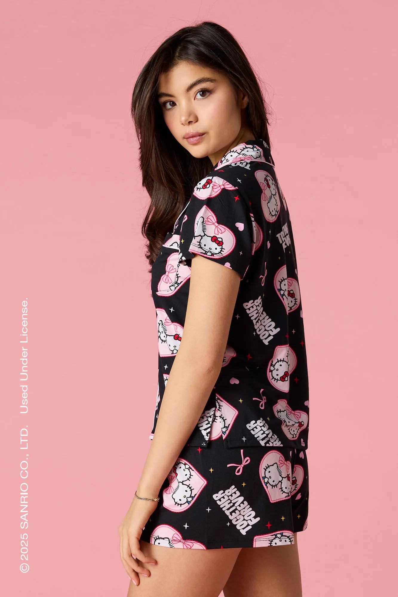Hello Kitty® & Dear Daniel™ Button-Up Top & Short Pajama Set sold by Urban Planet product image thumbnail 2