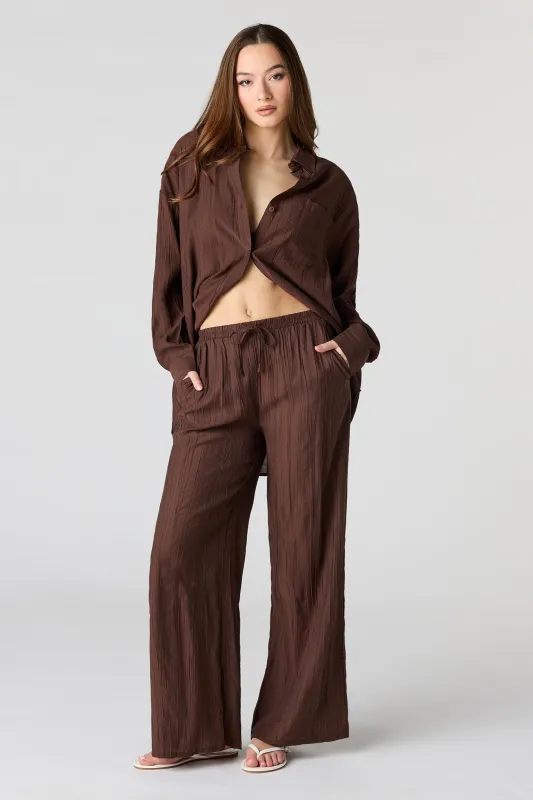 Textured Drawstring Flowy Wide Leg Pant made by Stitches