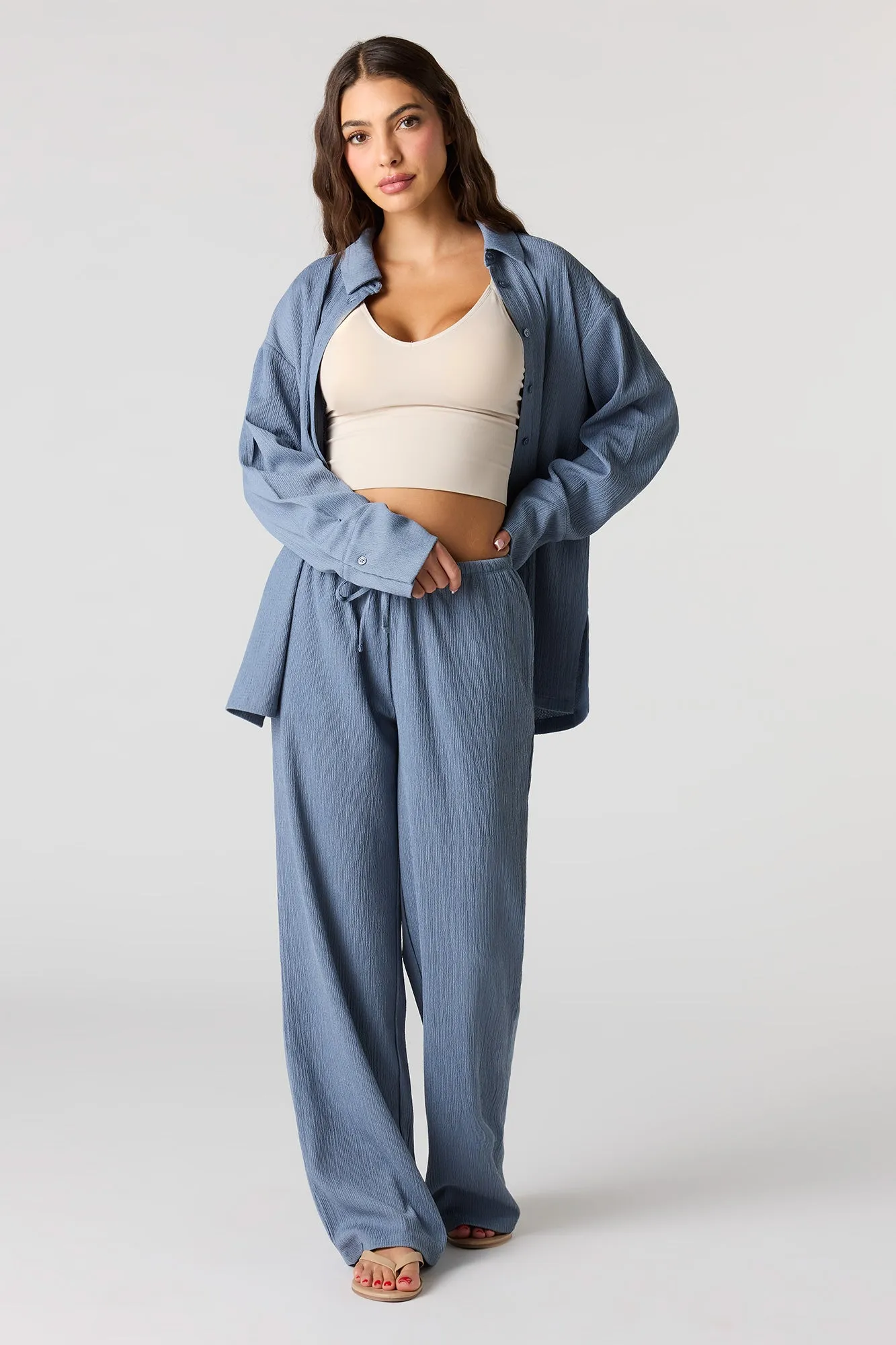 Textured Knit Button-Up Long Sleeve Top sold by Urban Planet product image thumbnail 3