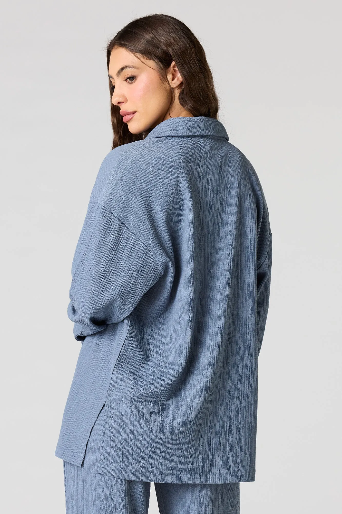 Textured Knit Button-Up Long Sleeve Top sold by Urban Planet product image thumbnail 2
