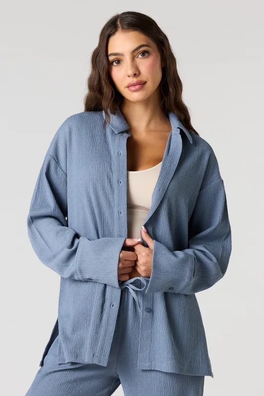 Textured Knit Button-Up Long Sleeve Top made by Stitches
