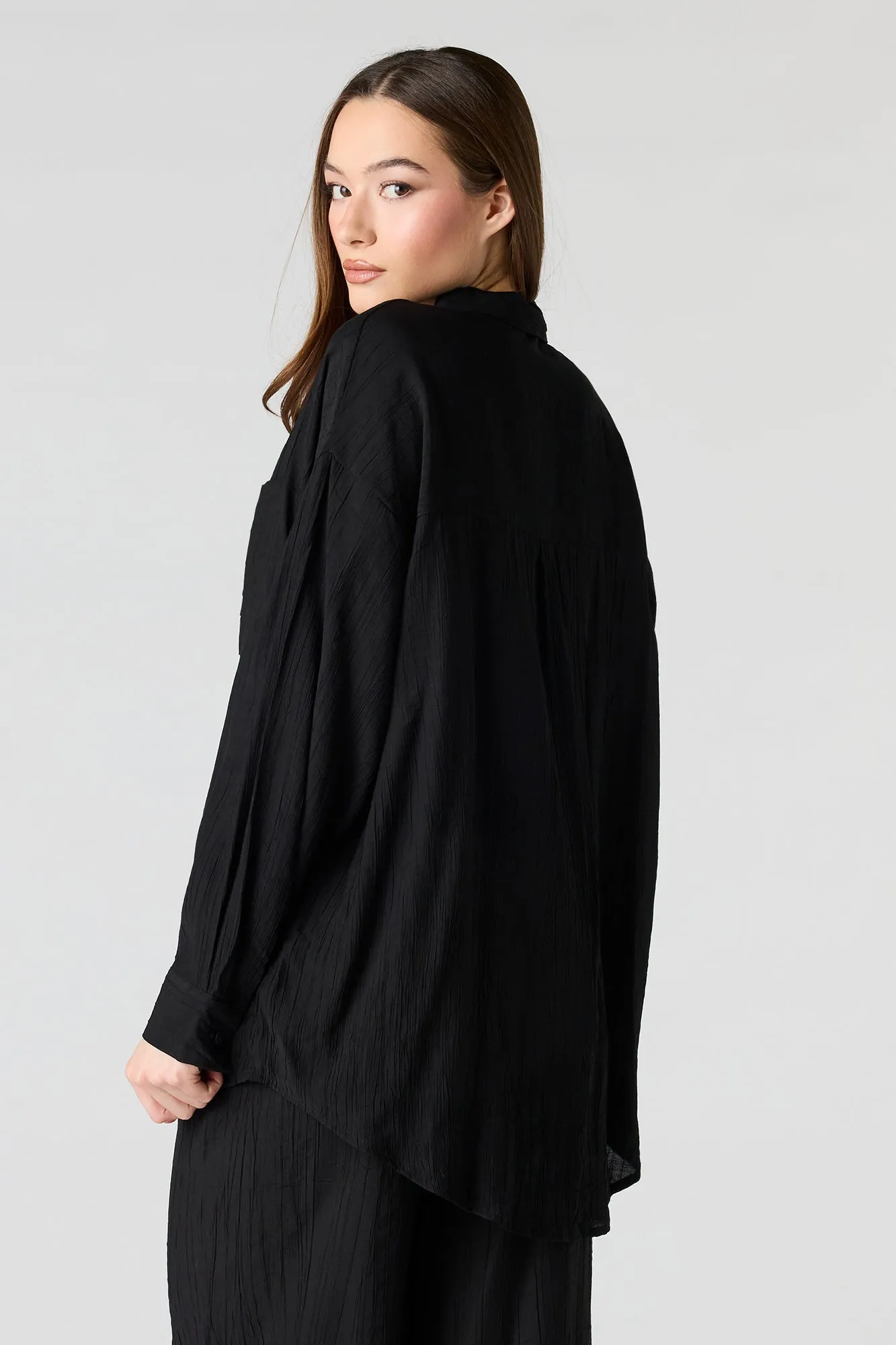 Textured Button-Up Oversized Top sold by Urban Planet product image thumbnail 5