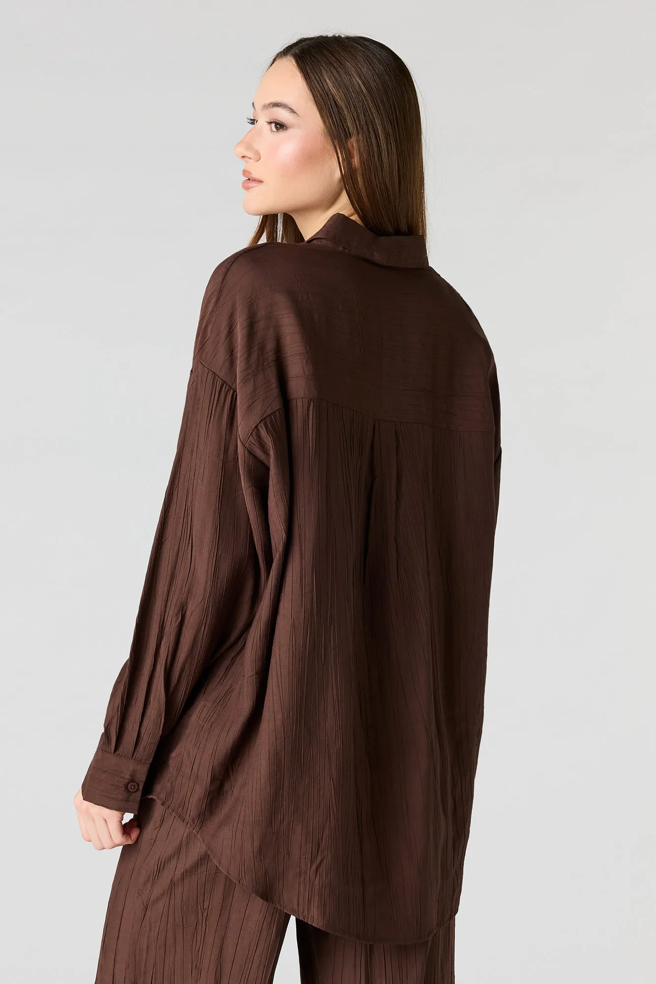 Textured Button-Up Oversized Top sold by Urban Planet product image thumbnail 2