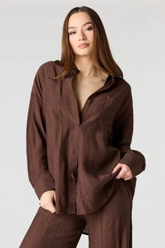 Textured Button-Up Oversized Top made by Stitches
