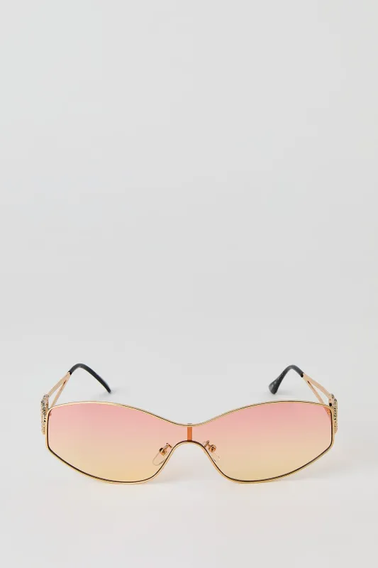 Double Heart Shield Sunglasses sold by Urban Planet
