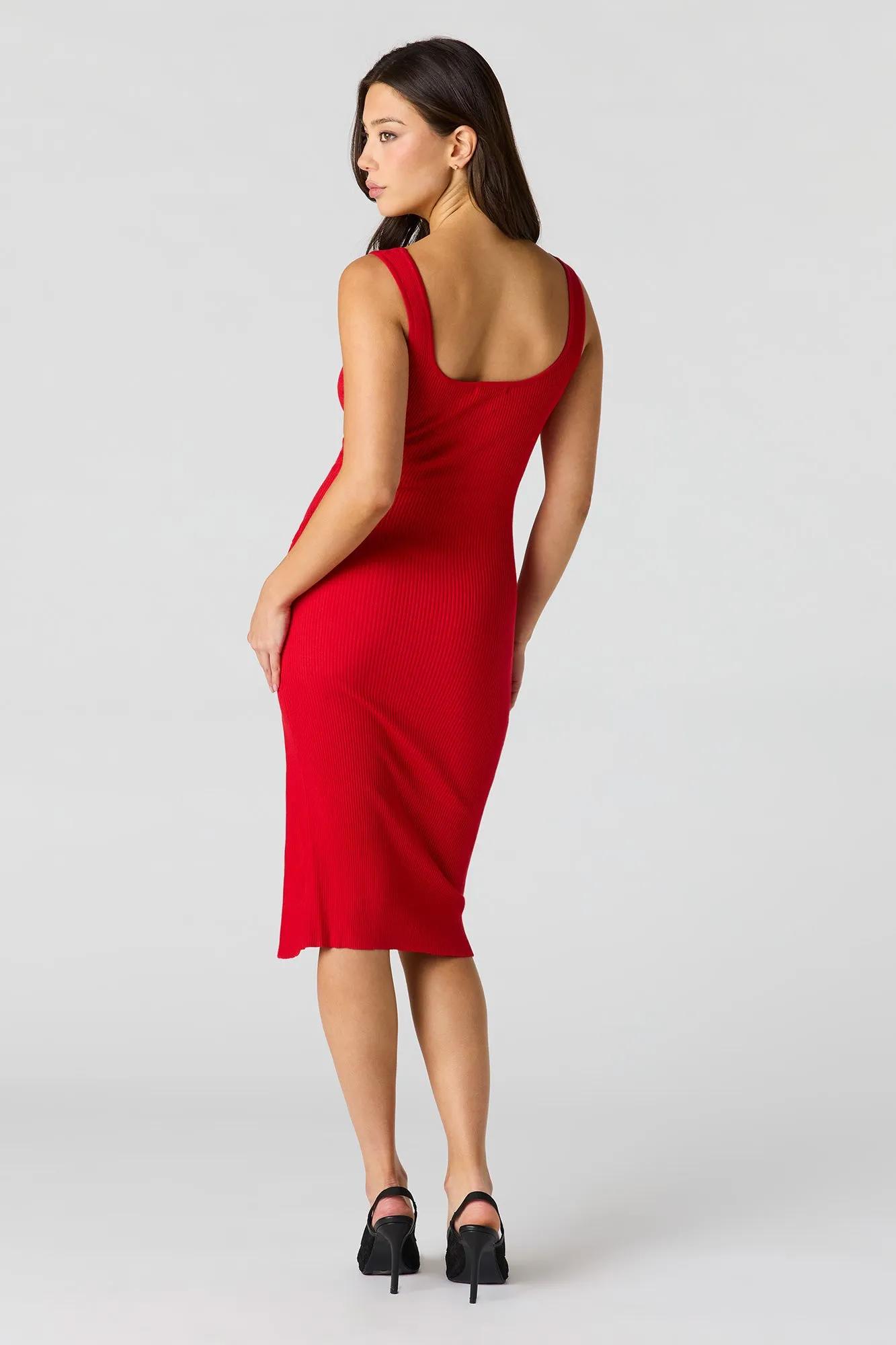 Ribbed Knit Button Side Midi Dress sold by Urban Planet product image thumbnail 3