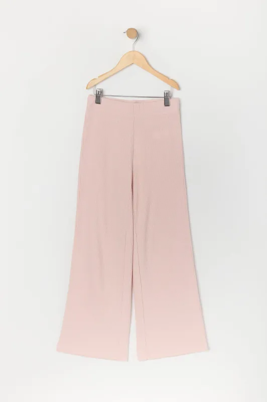 Jean à jambe large en tricot côtelé pour fille sold by Urban Planet