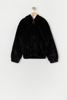Girls Plush Bomber Jacket sold by Urban Planet