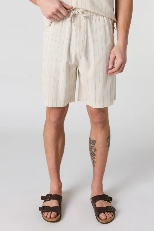 Linen-Blend Drawstring Short sold by Urban Planet