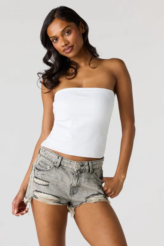 Chelsea Ripped High Rise Vintage Grey Denim Short sold by Urban Planet