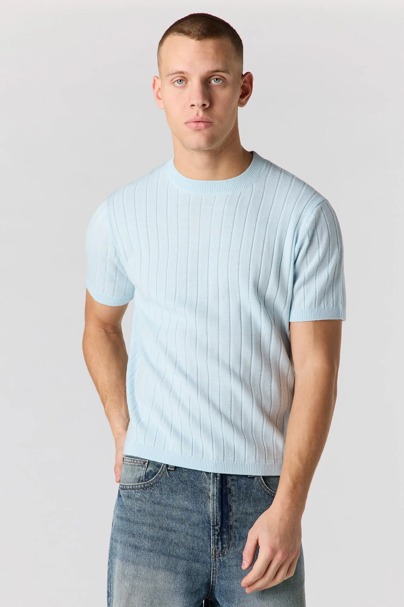 Ribbed Knit Short Sleeve Top sold by Urban Planet