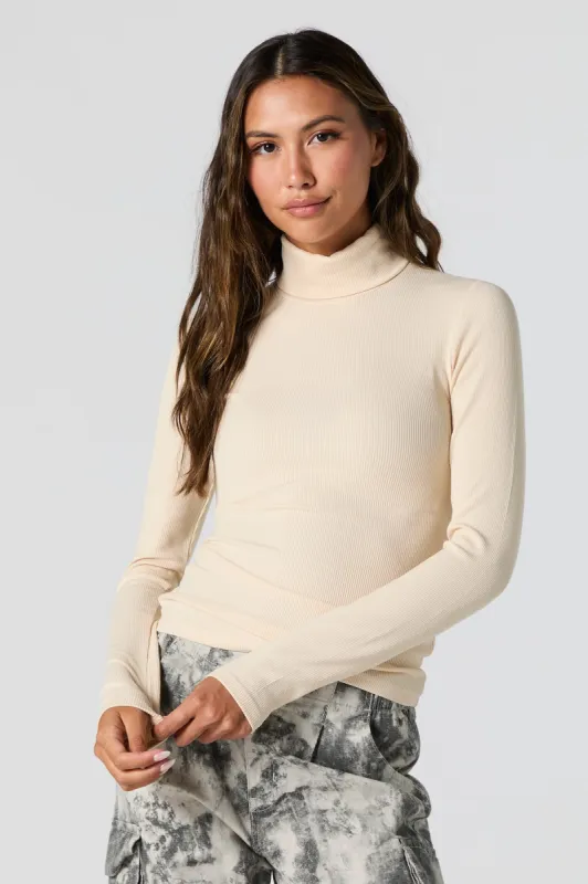 Ribbed Turtleneck Long Sleeve Top sold by Urban Planet