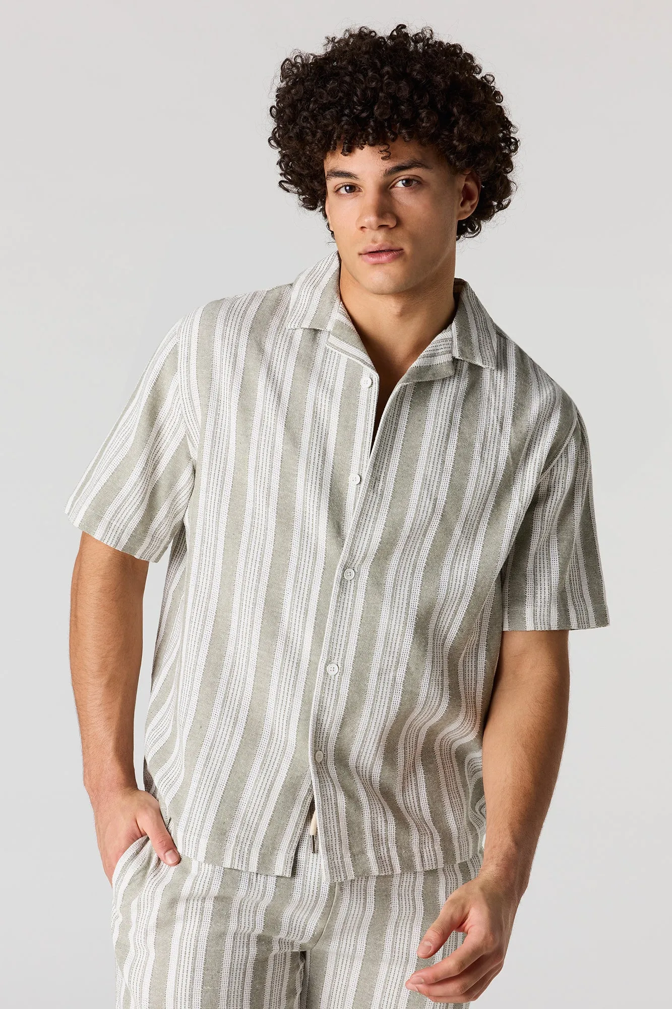 Textured Striped Button-Up Top sold by Urban Planet product image thumbnail 4