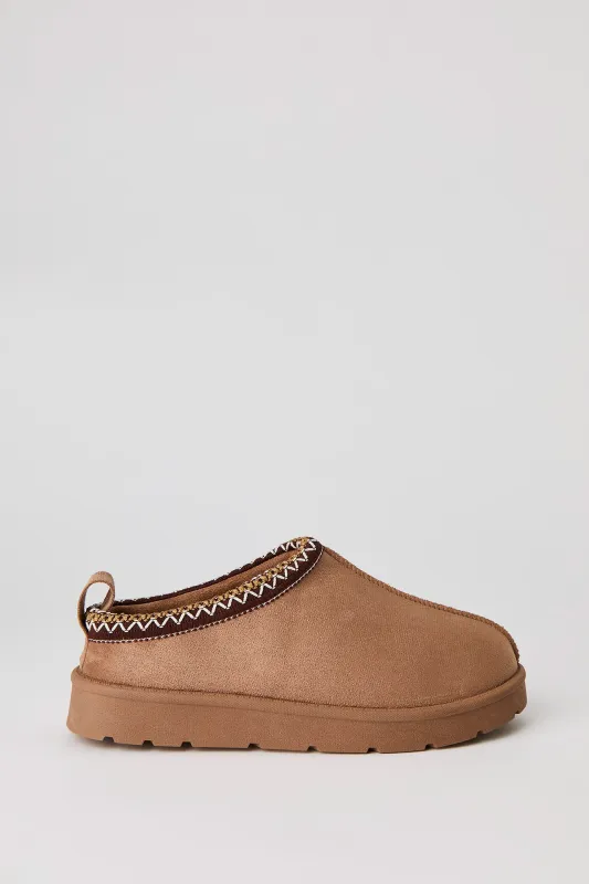 Faux Suede Embroidered Slipper Booties made by Stitches