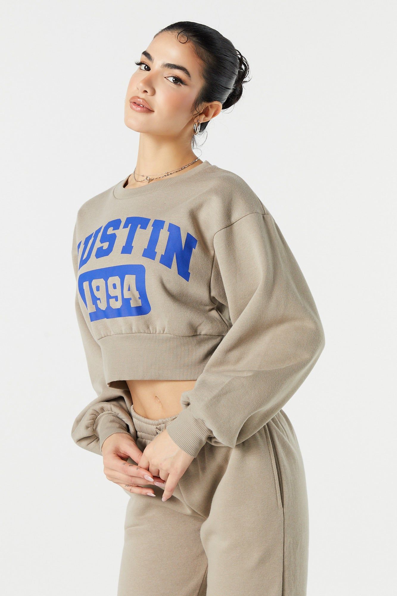 Austin Graphic Fleece Cropped Sweatshirt sold by Urban Planet