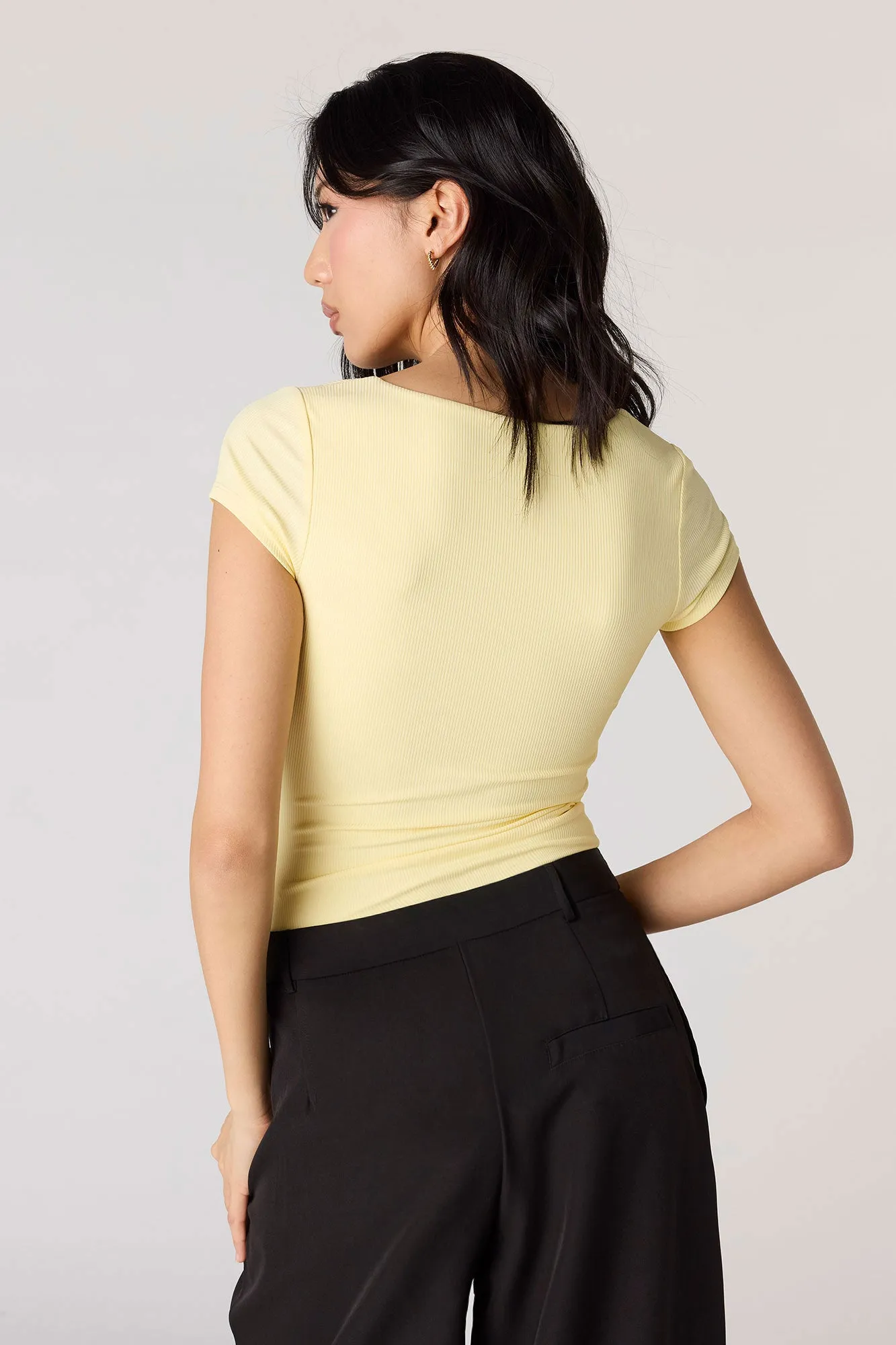 Contour Ribbed Square Neck Short Sleeve Bodysuit sold by Urban Planet product image thumbnail 2