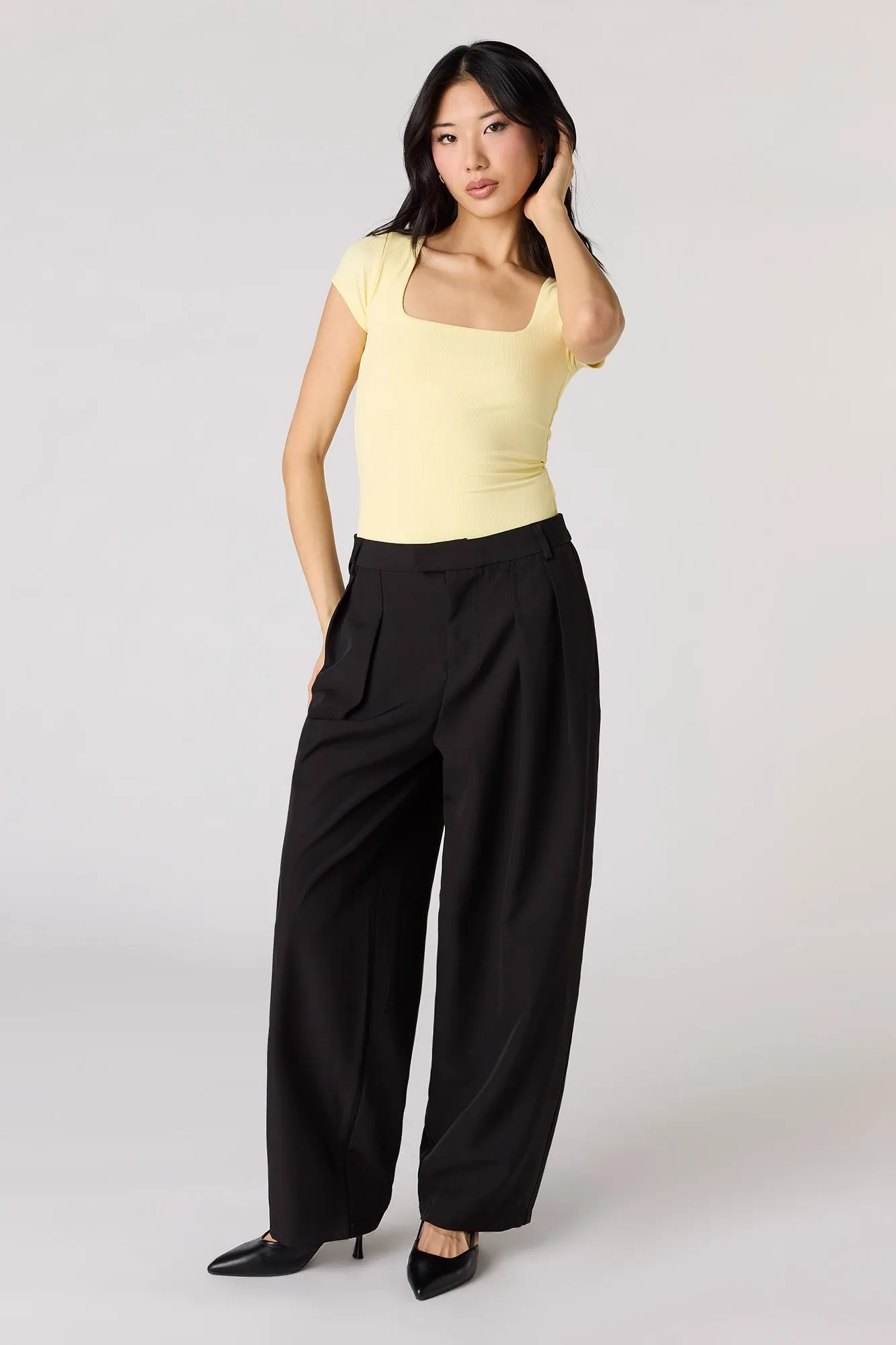 Contour Ribbed Square Neck Short Sleeve Bodysuit sold by Urban Planet product image thumbnail 3