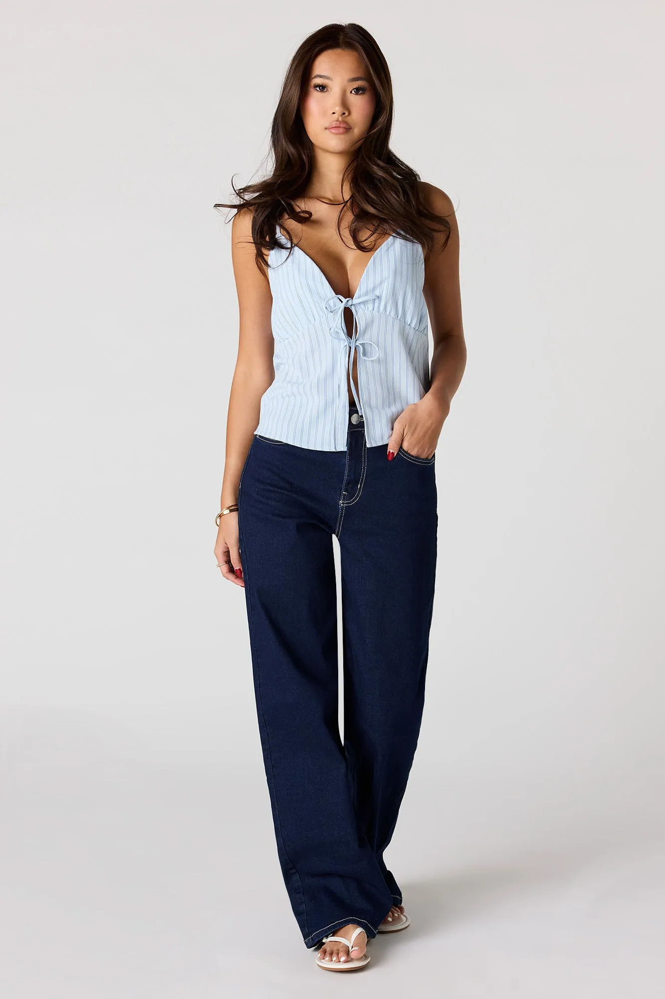 V-Neck Tie Front Flyaway Tank sold by Urban Planet product image thumbnail 3