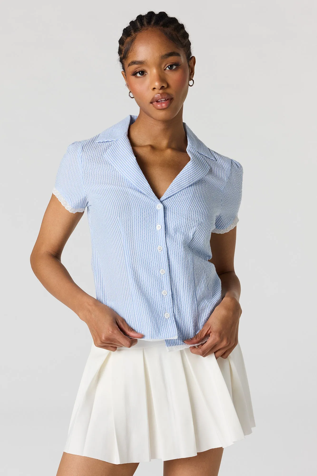 Collared Button-Up Top sold by Urban Planet product image thumbnail 4