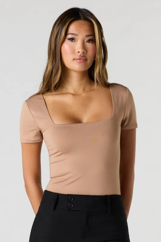 Contour Square Neck Short Sleeve Bodysuit made by Urban Planet