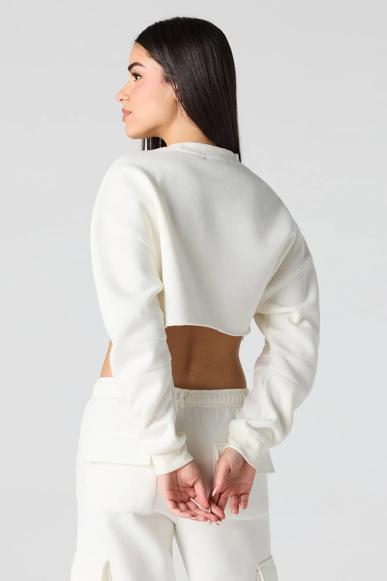 Fleece Cropped Sweatshirt sold by Urban Planet product image thumbnail 2