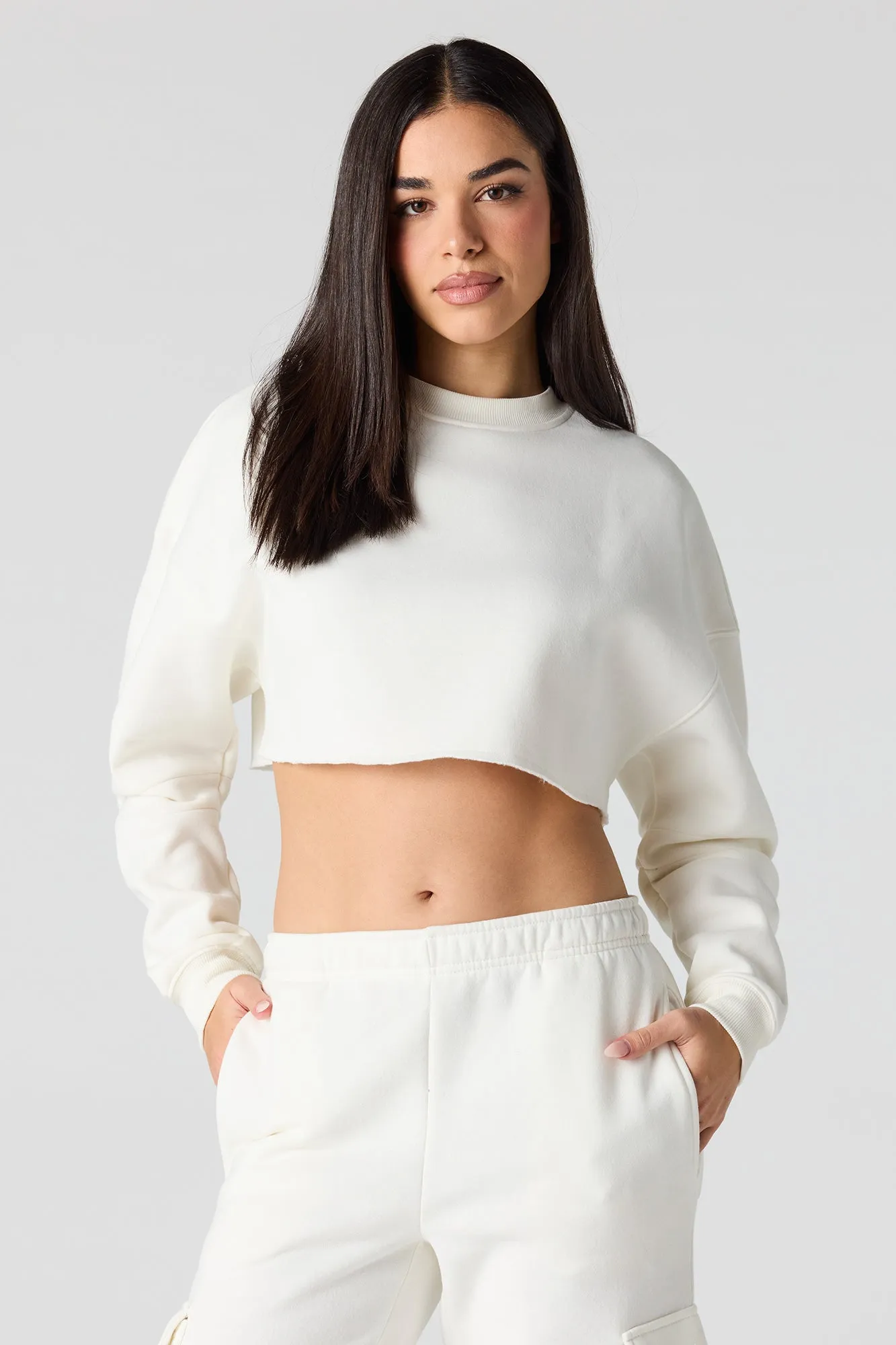 Fleece Cropped Sweatshirt sold by Urban Planet