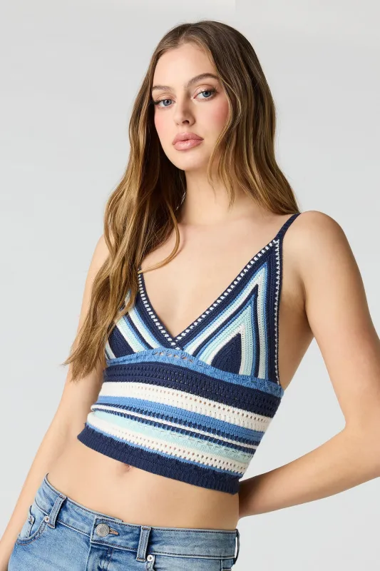 Crochet V-Neck Cropped Tank made by Stitches