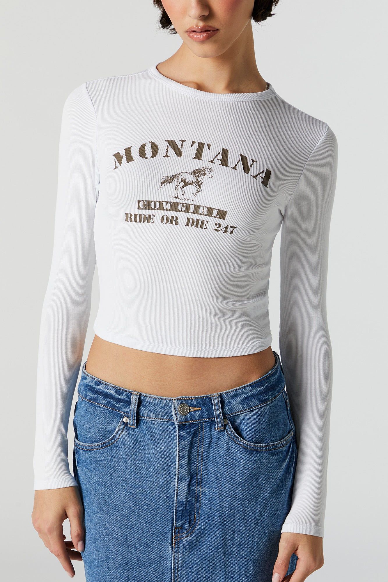 Haut côtelé à manches longues avec imprimé Montana Ride or Die sold by Urban Planet product image thumbnail 2