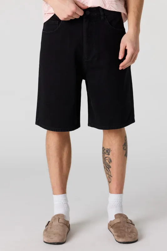 Baggy Black Denim Short sold by Urban Planet