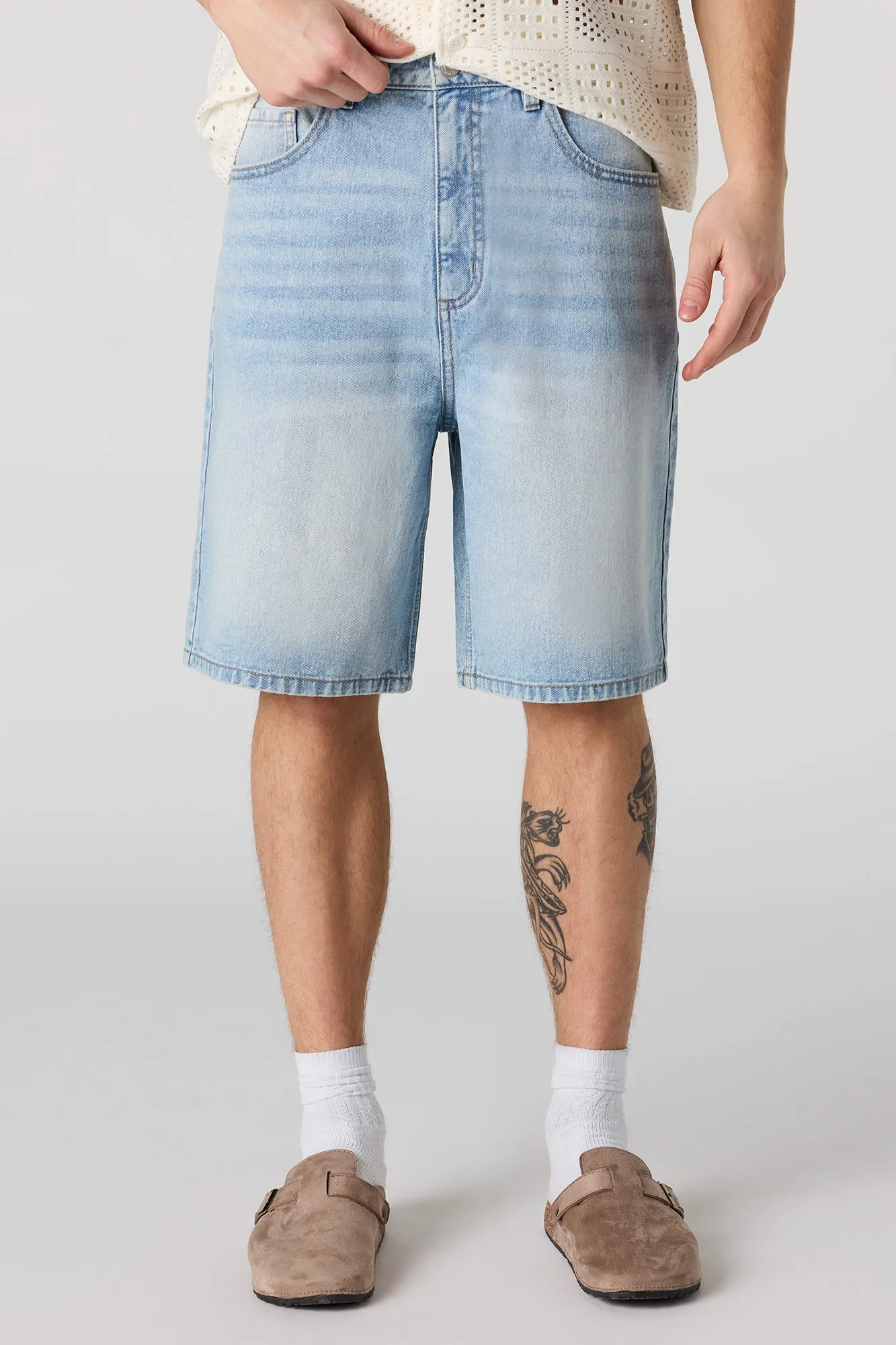 Baggy Light Denim Short sold by Urban Planet