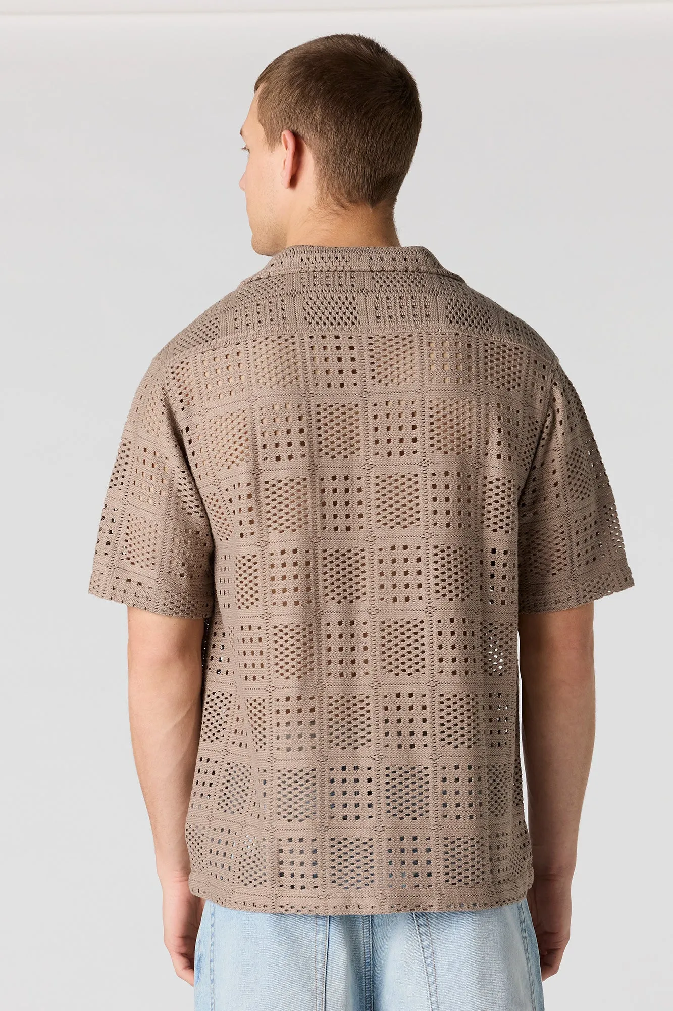 Crochet Short Sleeve Button-Up Top sold by Urban Planet product image thumbnail 2